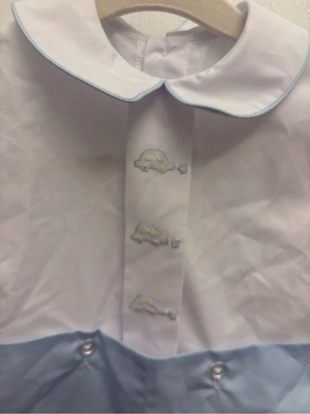 NWT Auraluz Baby Boy Hand Embroidered Car Bubble Romper 6M Heirloom Outfit